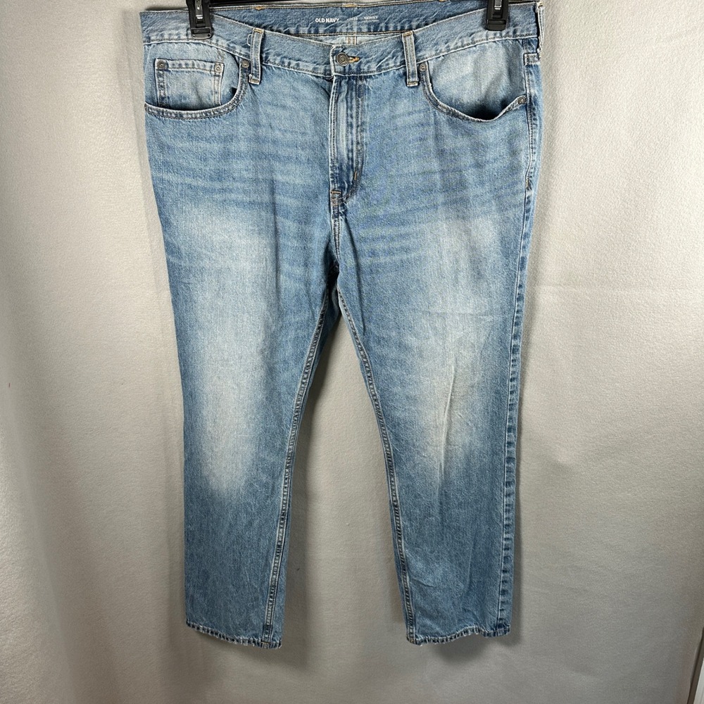 Old Navy Jeans Mens 42x30 Blue Skinny Built-In Tough Denim Casual distressed